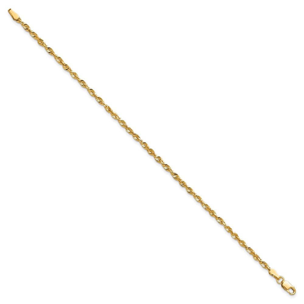 14K 8 inch 2.5mm Ultra Diamond-cut Rope with Lobster Clasp Chain