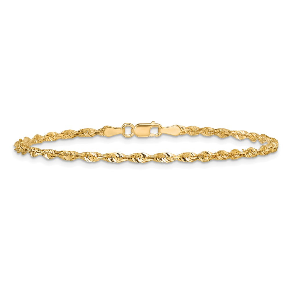 14K 8 inch 2.5mm Ultra Diamond-cut Rope with Lobster Clasp Chain