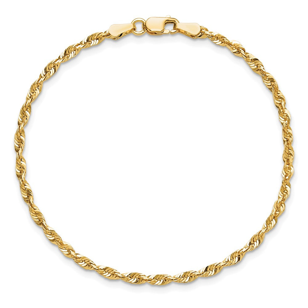 14K 7 inch 2.5mm Ultra Diamond-cut Rope with Lobster Clasp Chain