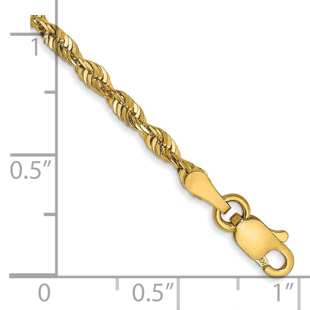 14K 8 inch 2.5mm Ultra Diamond-cut Rope with Lobster Clasp Chain