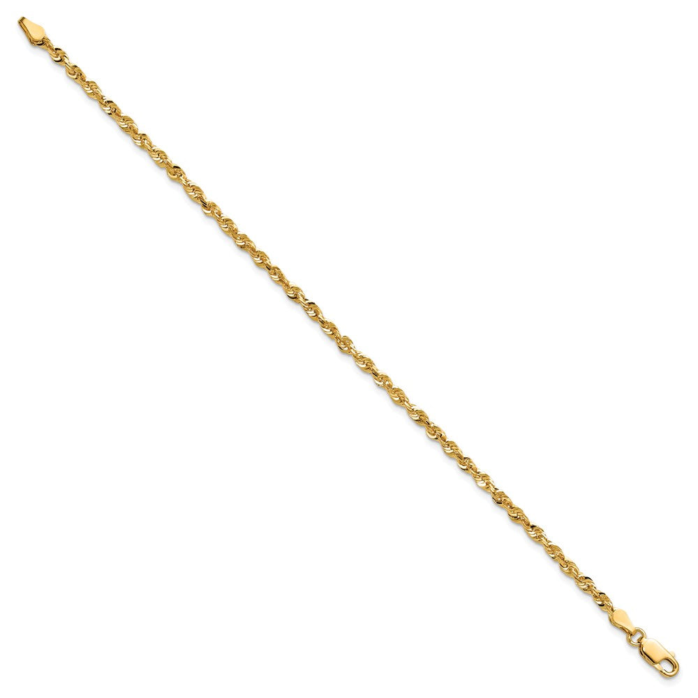 14K 9 inch 2.75mm Ultra Diamond-cut Rope with Lobster Clasp Anklet