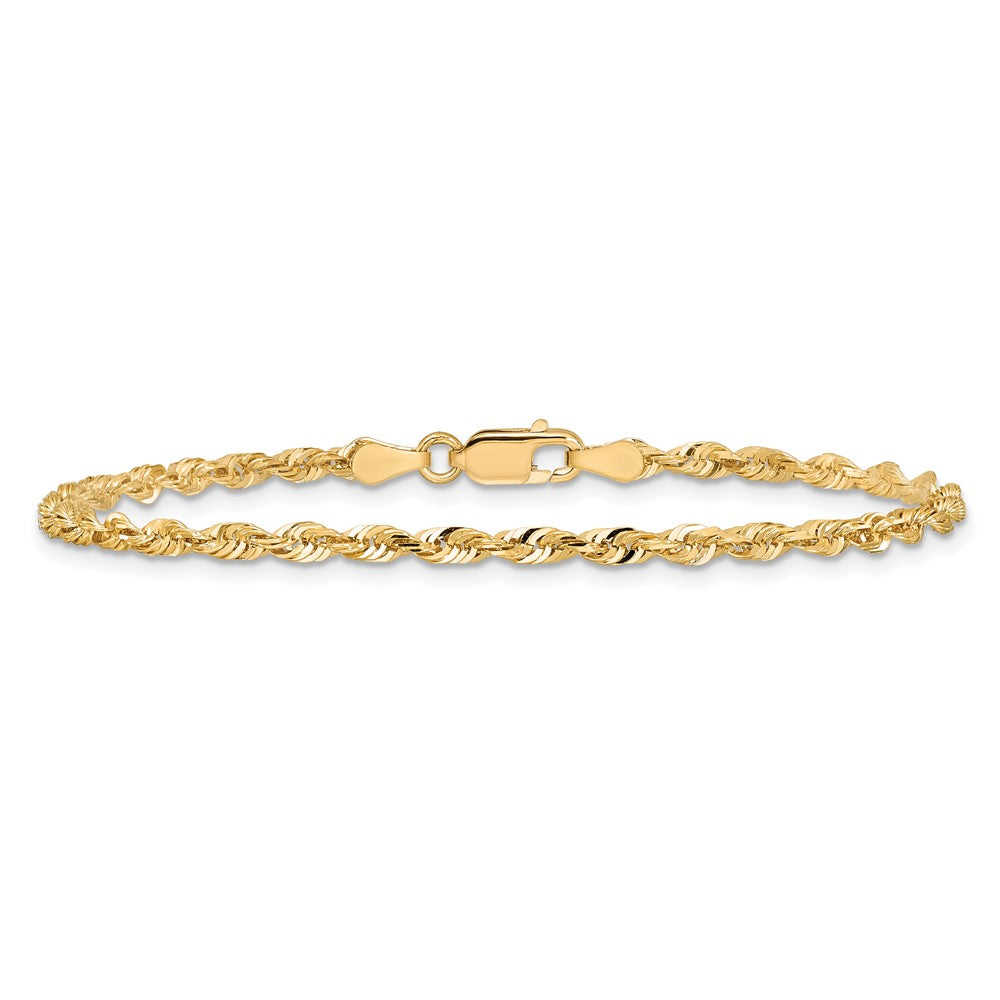 14K 7 inch 2.75mm Ultra Diamond-cut Rope with Lobster Clasp Chain