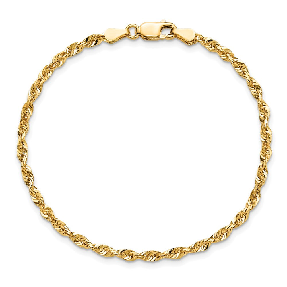 14K 7 inch 2.75mm Ultra Diamond-cut Rope with Lobster Clasp Chain