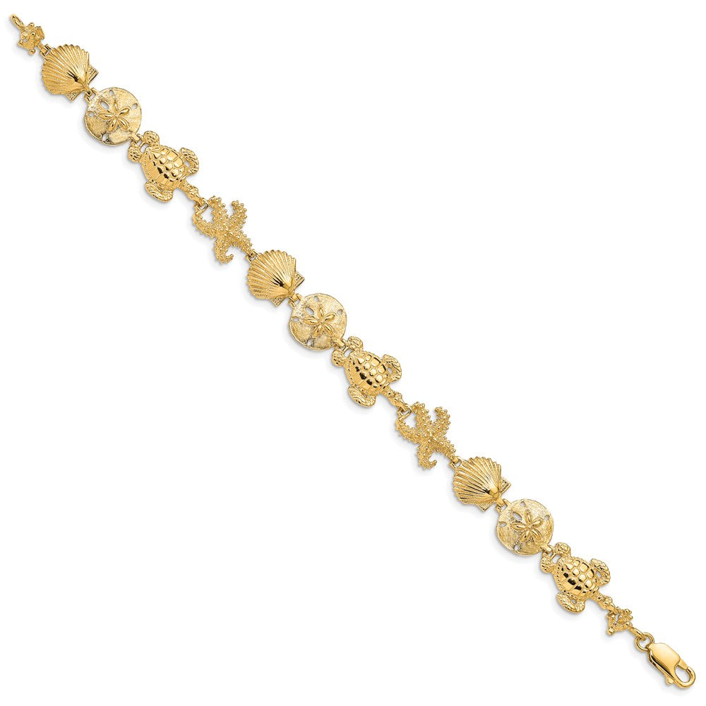 14k Polished Sea Life Theme 7.25 inch Bracelet
