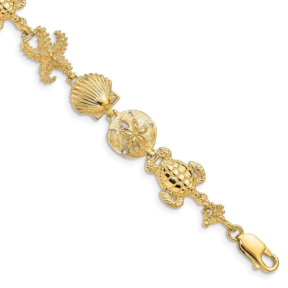 Casted;Polished;Satin;14k Yellow gold;Lobster