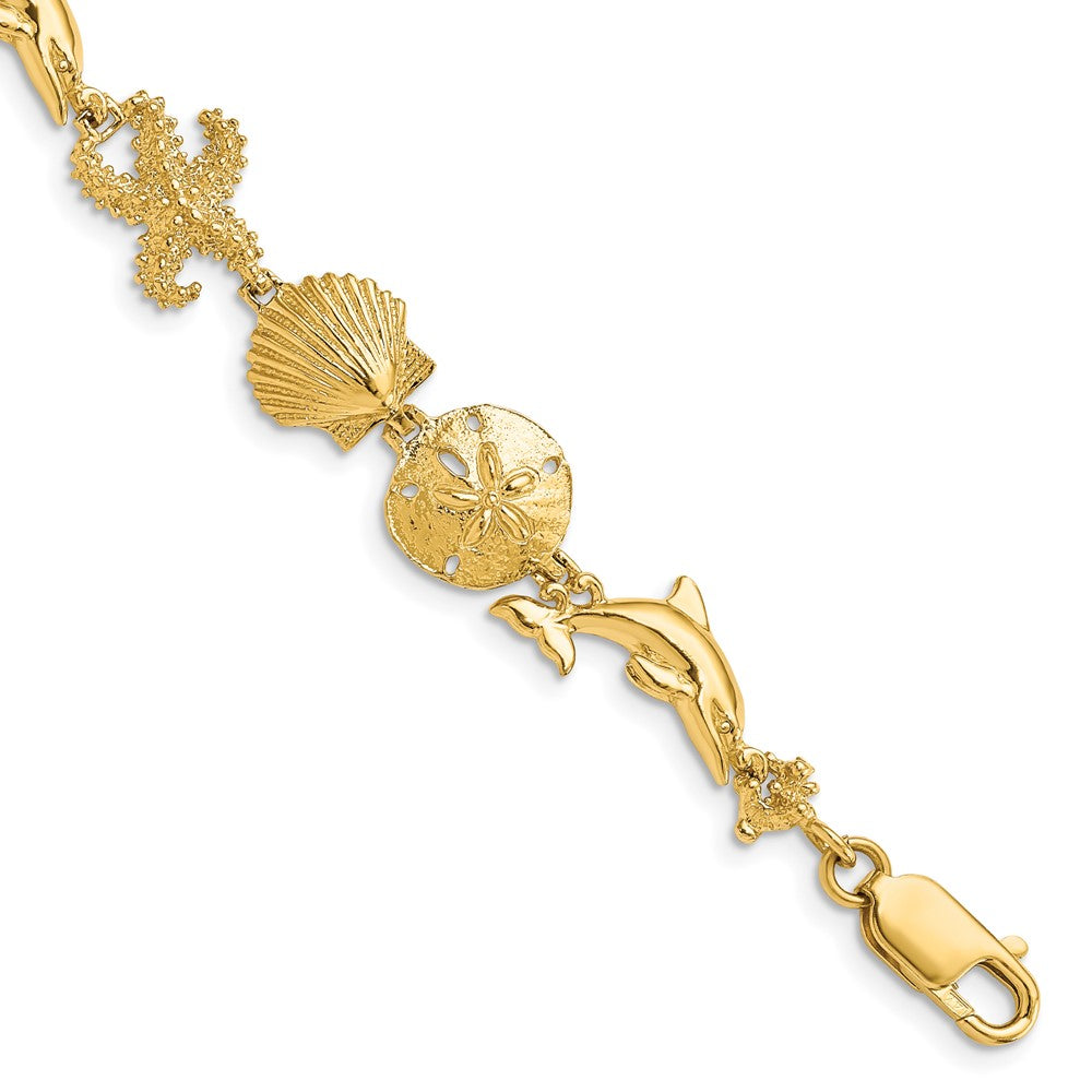 Casted;Polished;14k Yellow gold;Lobster;Textured