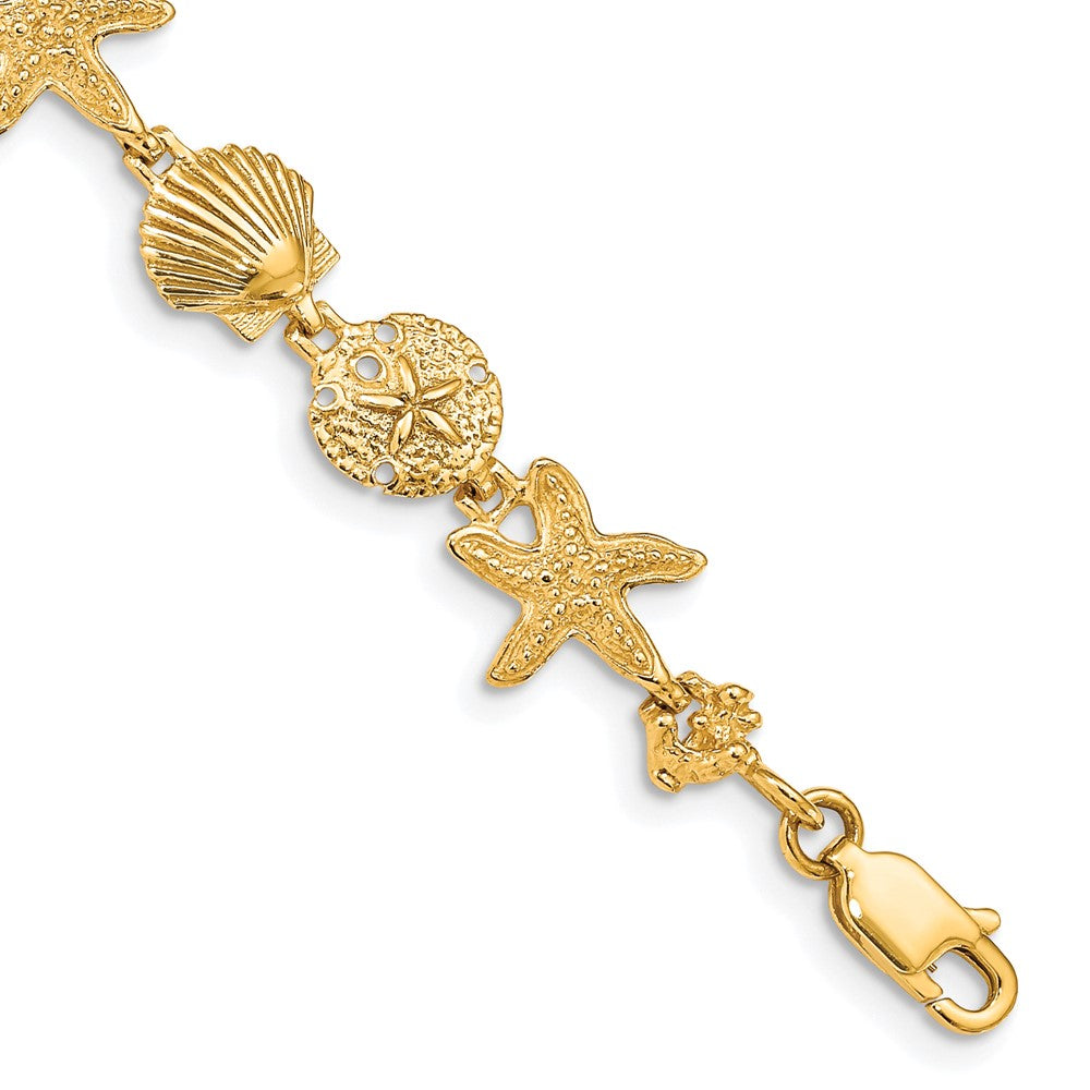Casted;Polished;14k Yellow gold;Lobster;Textured