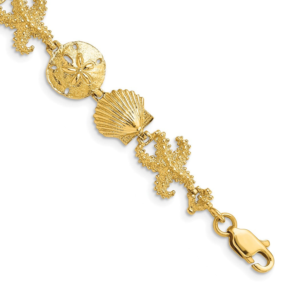 Casted;Polished;14k Yellow gold;Lobster;Textured