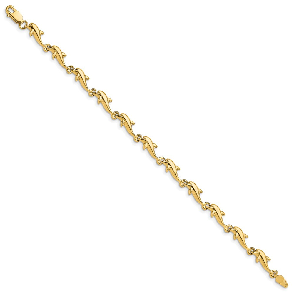 14k Polished Dolphin 7 inch Bracelet