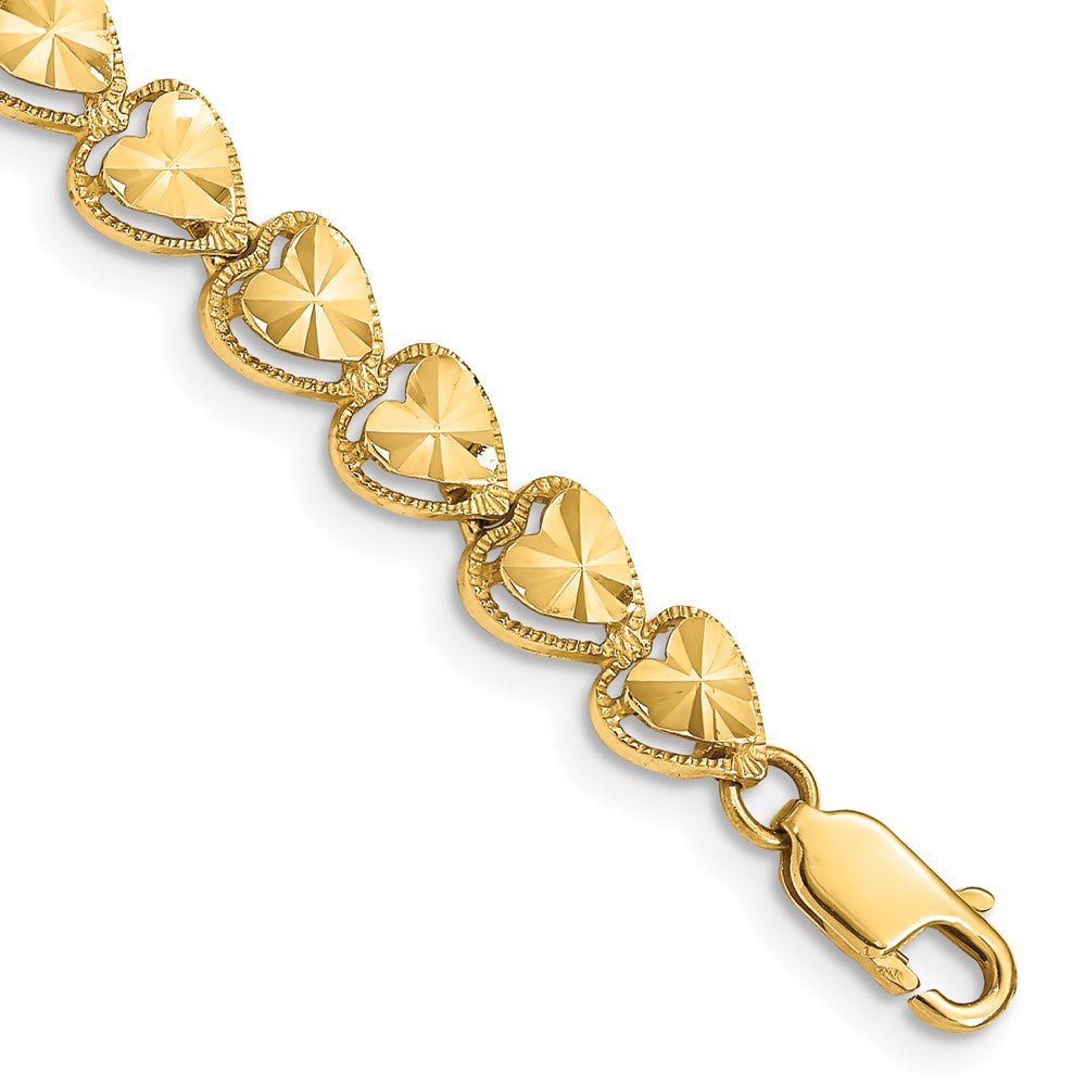 Solid;Diamond-cut;Polished;14k Yellow gold;Lobster