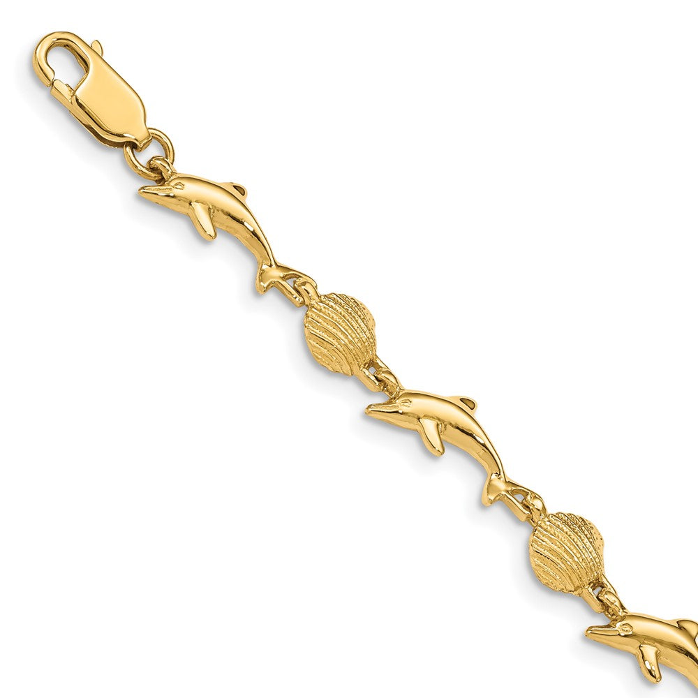 Polished;14k Yellow gold;Lobster