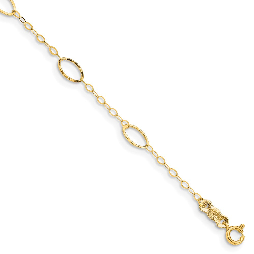 14k Oval Design Diamond-cut 8 inch Bracelet