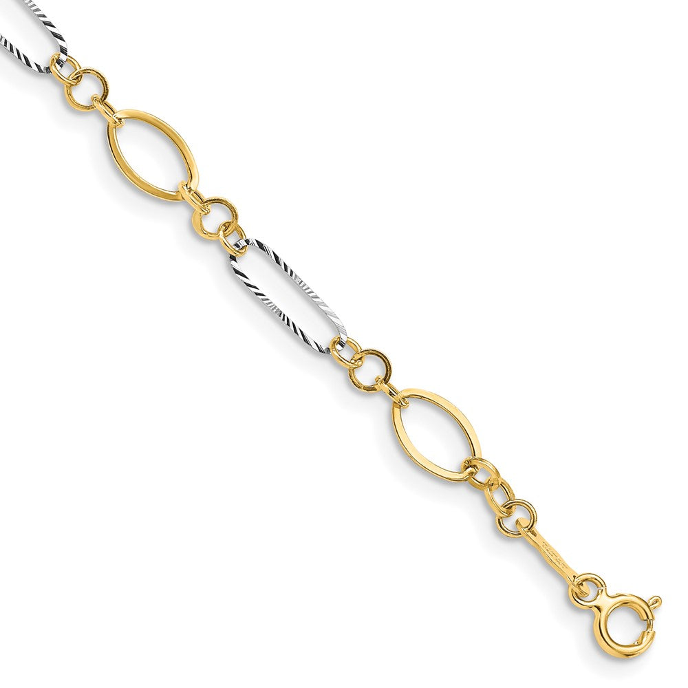 Polished;14K Two-tone;Spring Ring;Diamond Cut