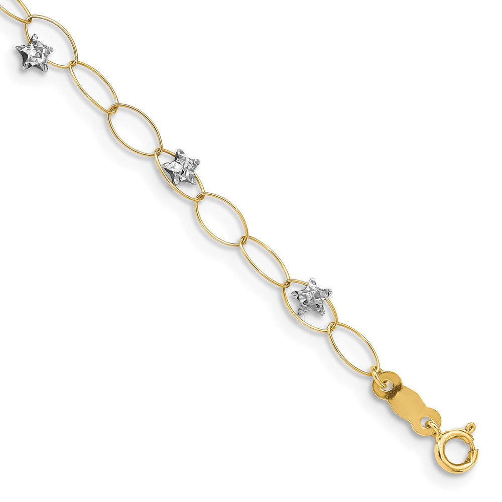 Polished;14K Two-tone;Spring Ring;Textured;Diamond Cut