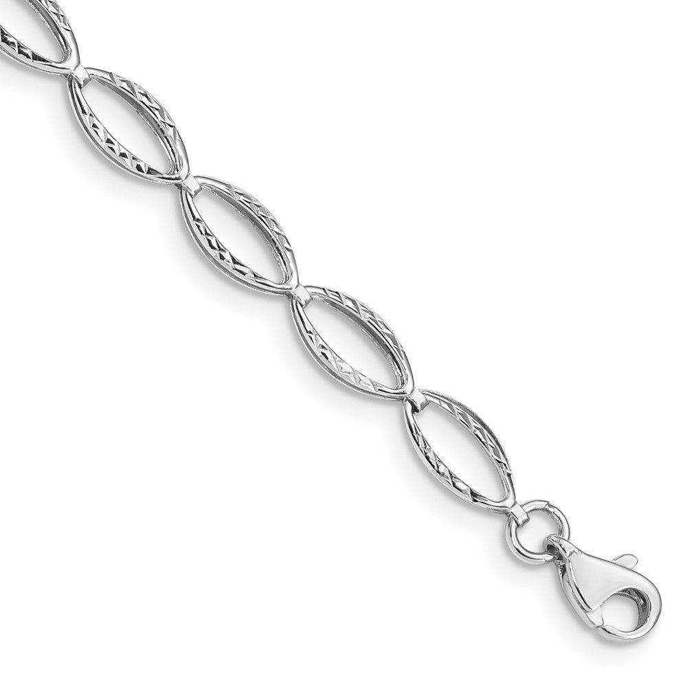Polished;14K White gold;Fancy lobster;Textured