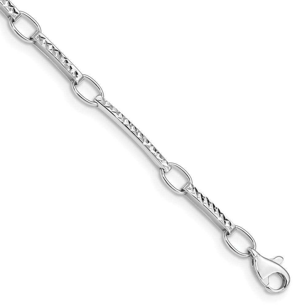 Polished;14K White gold;Fancy lobster;Textured