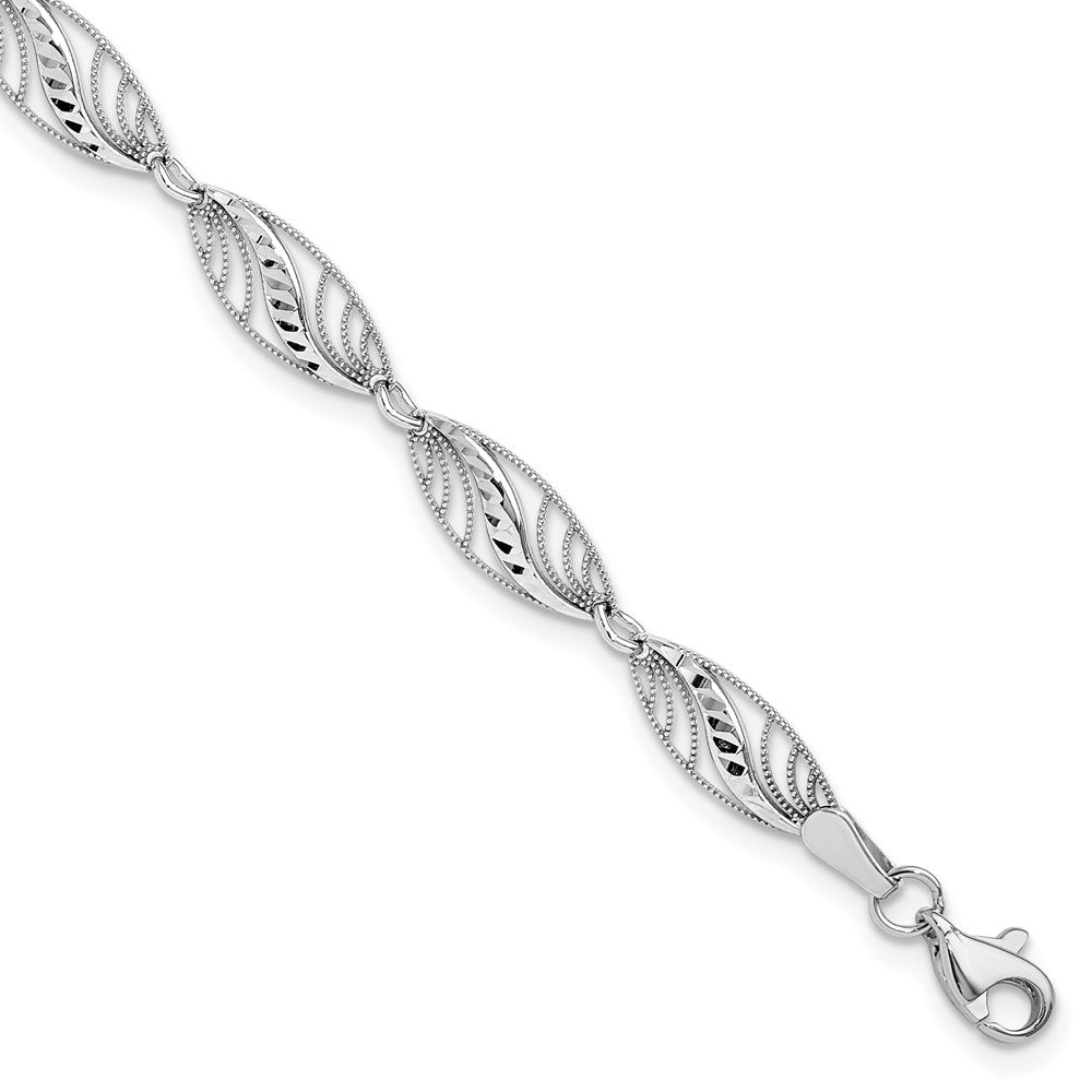 Polished;14K White gold;Fancy lobster;Textured