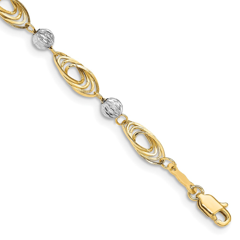 Polished;14K Two-tone;Lobster;Diamond Cut