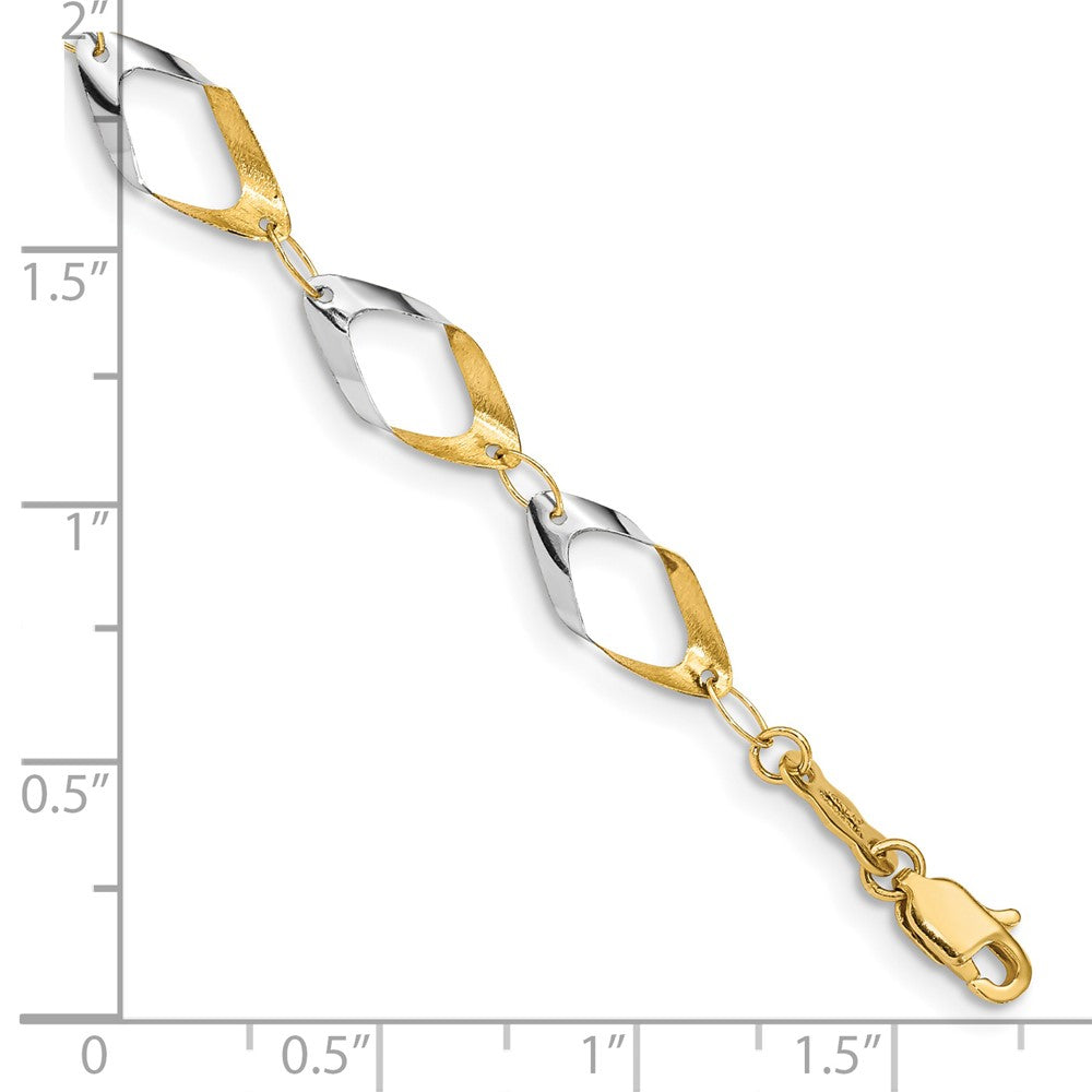 14K and White Rhodium Oval Link 7 inch Bracelet