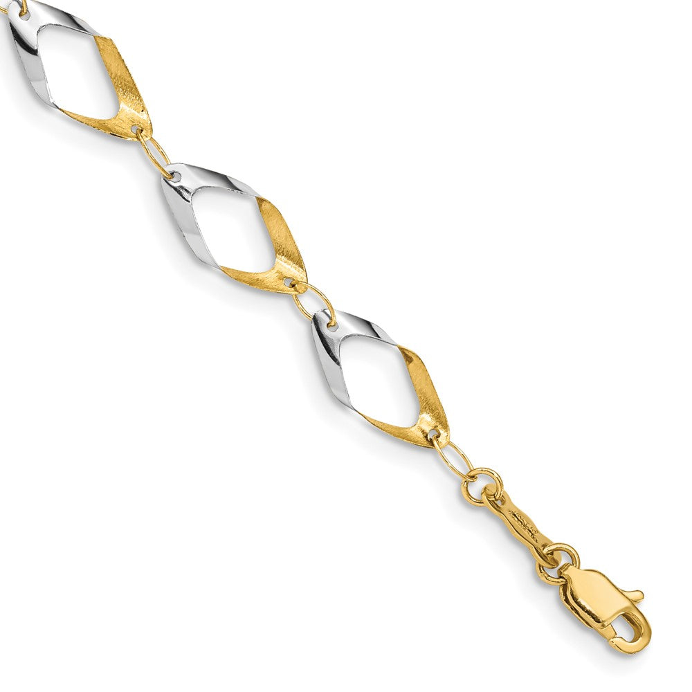 Polished;Lobster;14K Yellow gold & rhodium