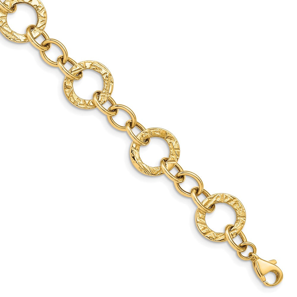 Casted;Polished;14k Yellow gold;Fancy lobster;Textured