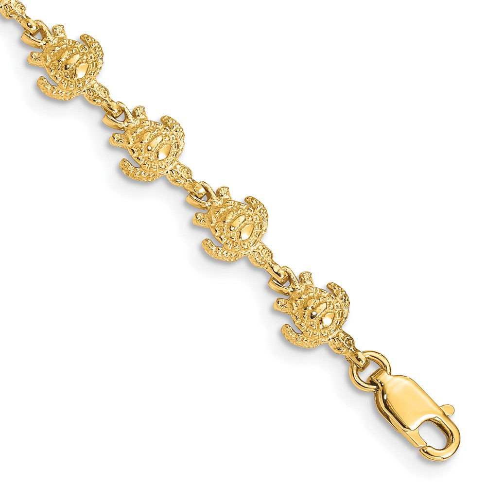 Polished;14k Yellow gold;Open back;Lobster;Textured