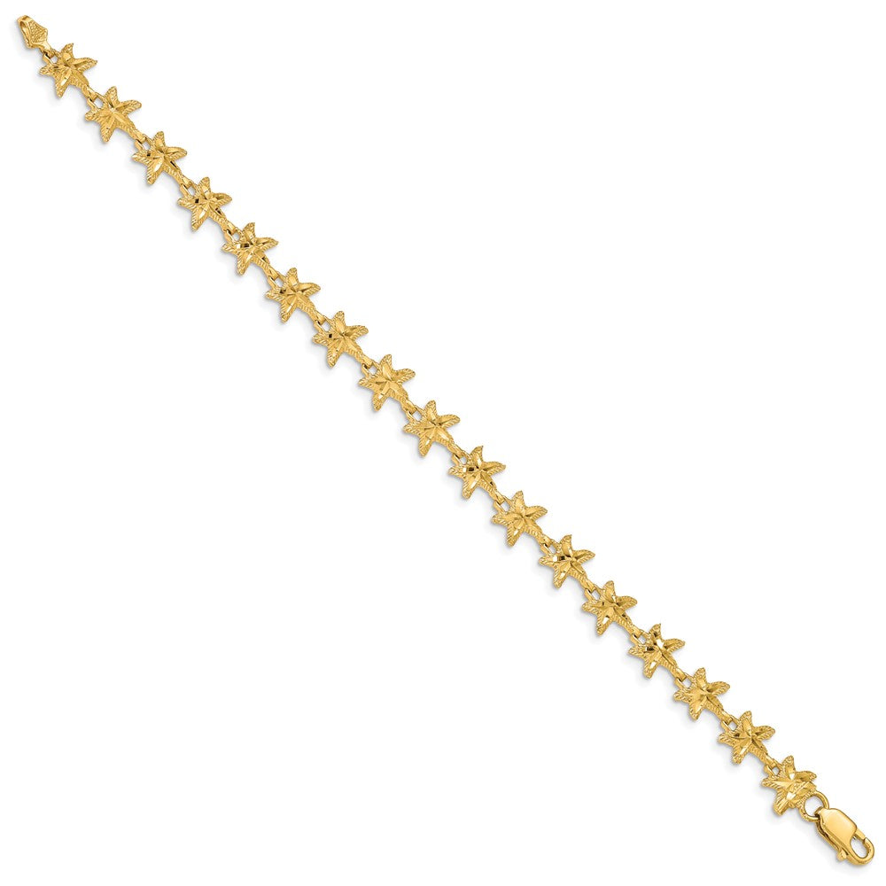 14K Diamond-cut Starfish 7 inch Bracelet