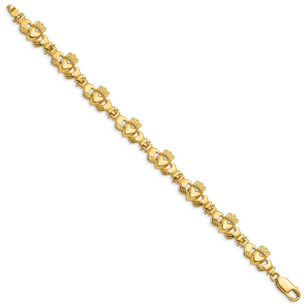 14k Polished Claddagh Link 7 inch Bracelet