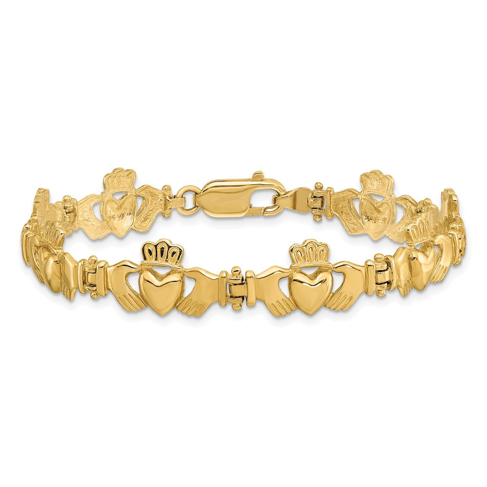 14k Polished Claddagh Link 7 inch Bracelet