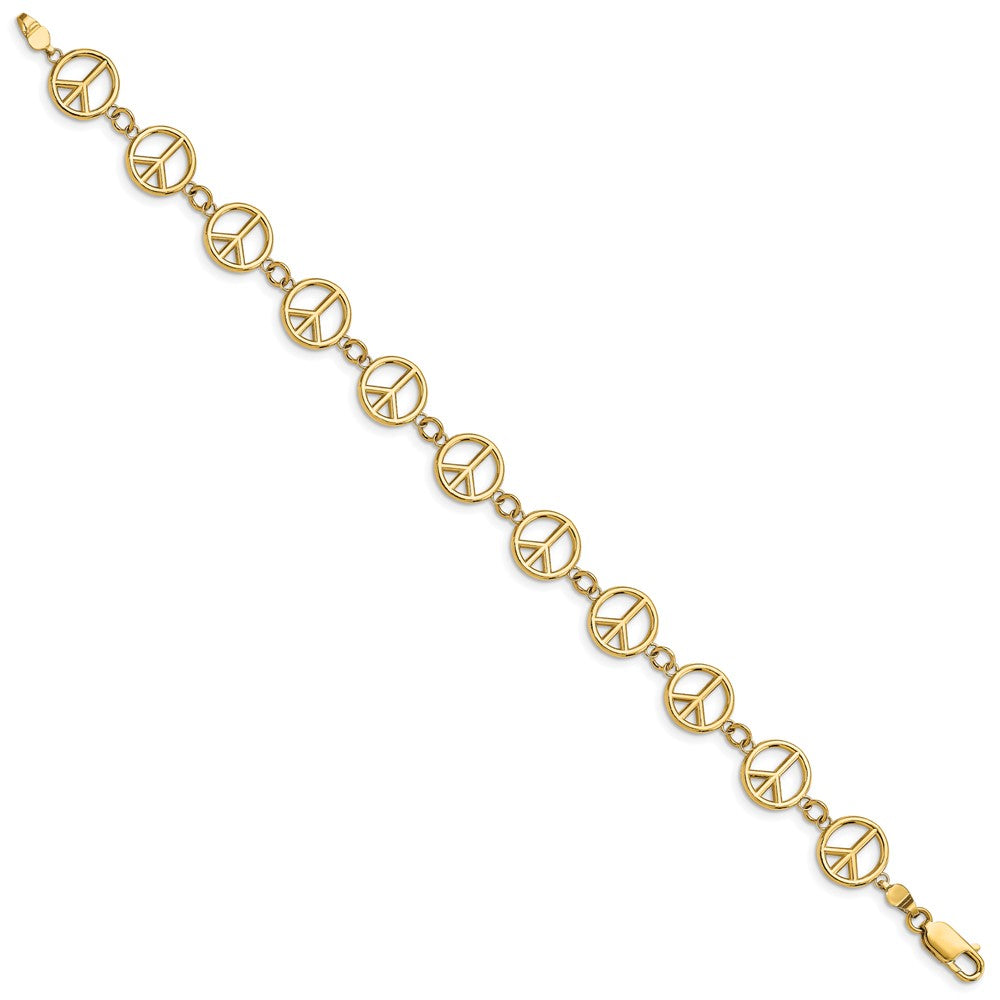 14k Polished Peace Sign 7.5 inch Bracelet