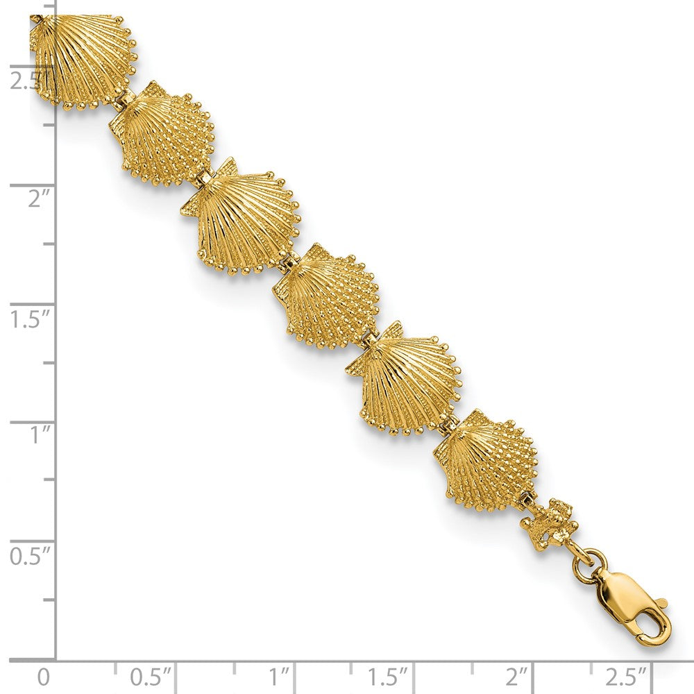 14k Textured Mixed Shells 7.25 inch Bracelet