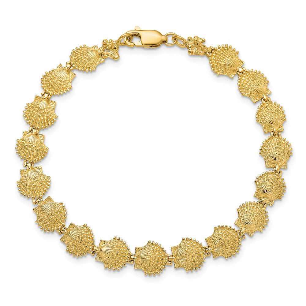 14k Scallop Shell 7 inch Bracelet