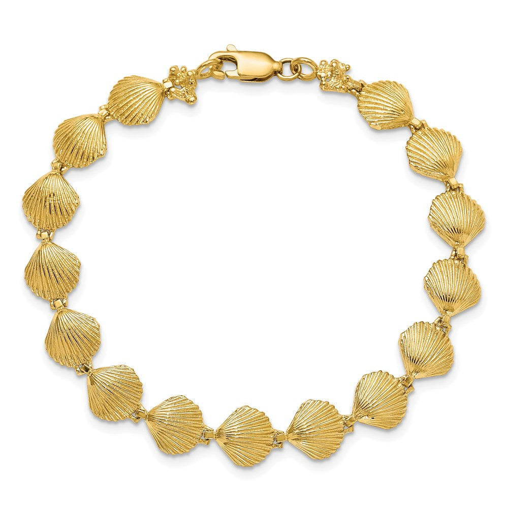 14k Scallop Shell 7 inch Bracelet