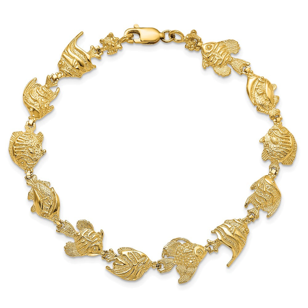 14k Polished Tropical Fish 7.5 inch Bracelet