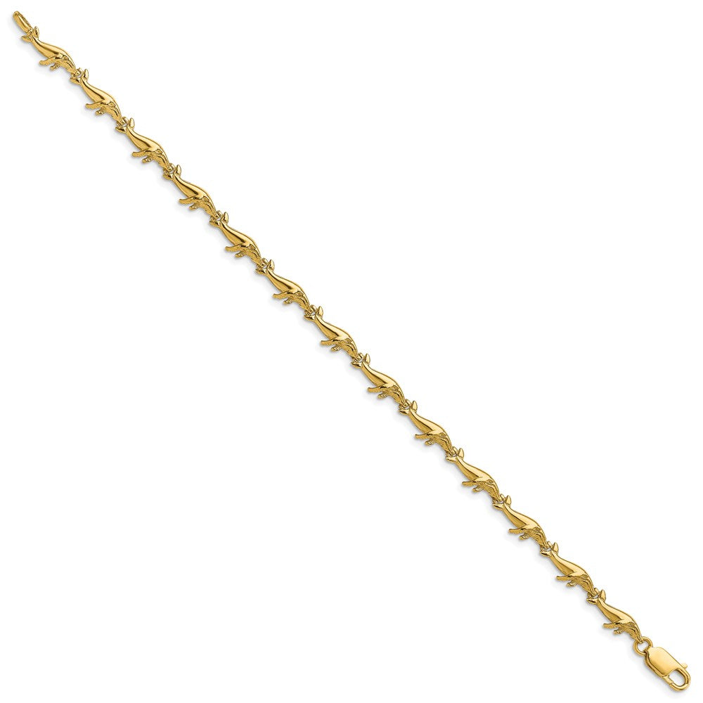 14k Polished Whale 7.5 inch Bracelet