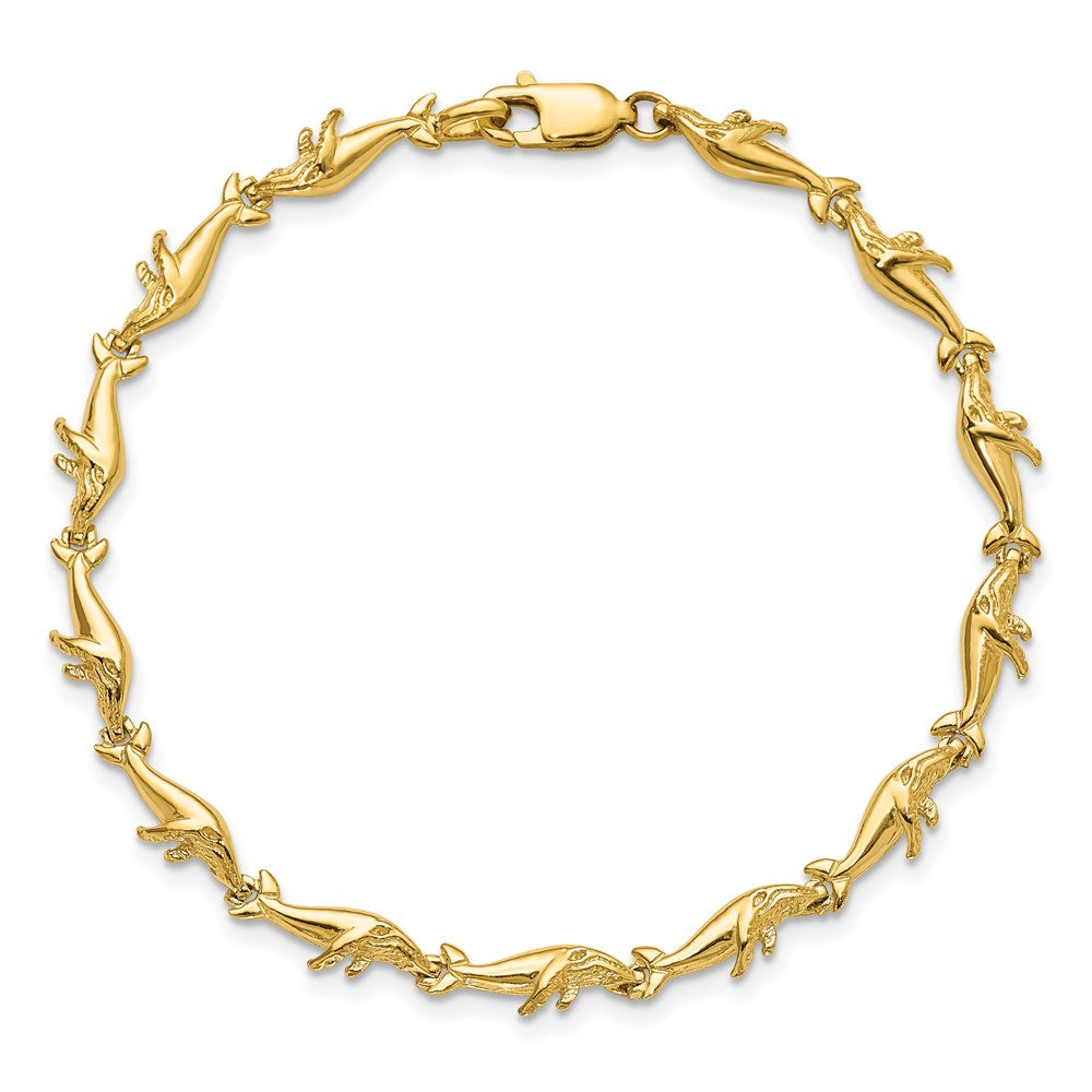 14k Polished Whale 7.5 inch Bracelet