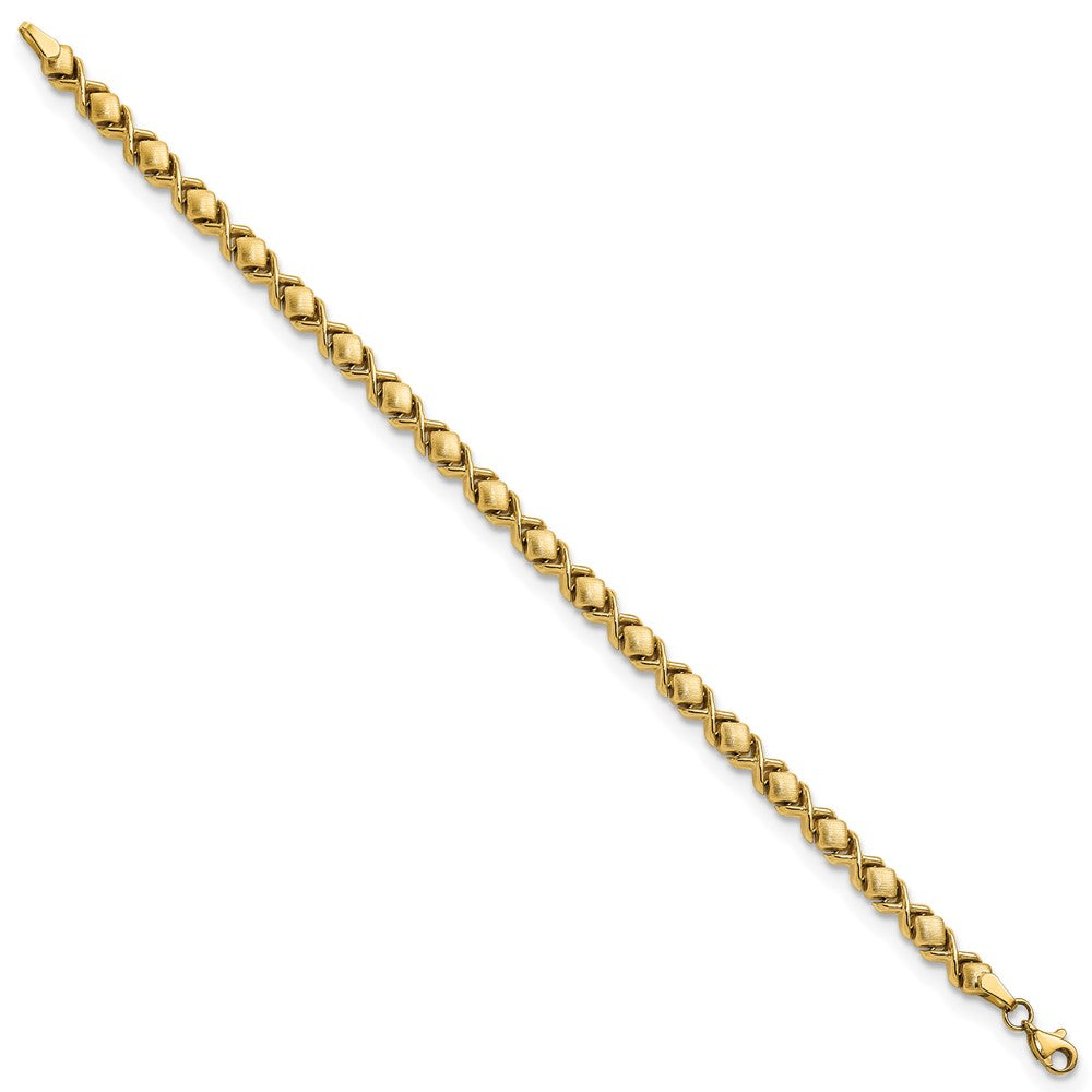 14k Brushed and Polished -X-Design Stampato 7.5 inch Bracelet