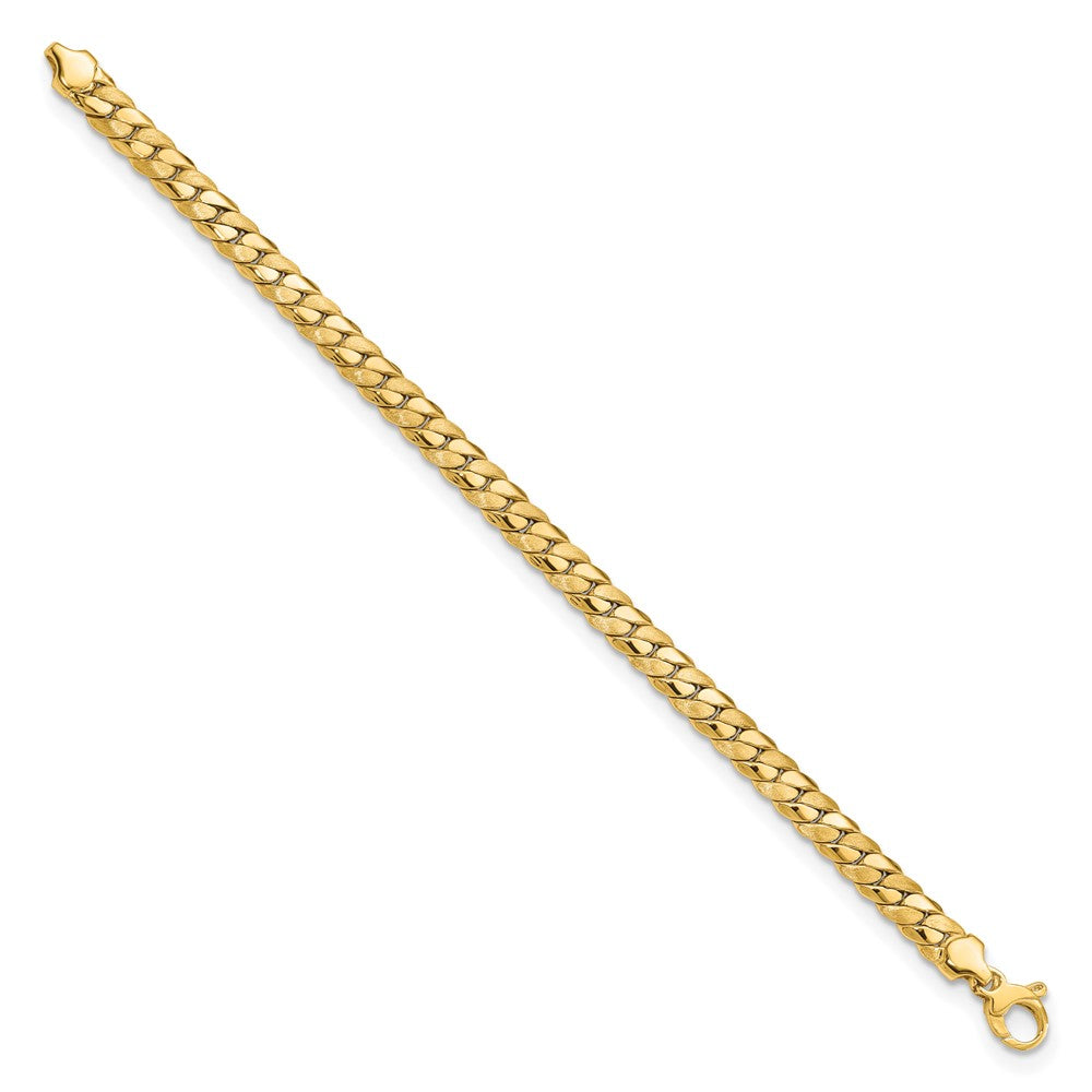14k Satin and Polished 6.5mm Fancy Curb Link 7.75 inch Bracelet