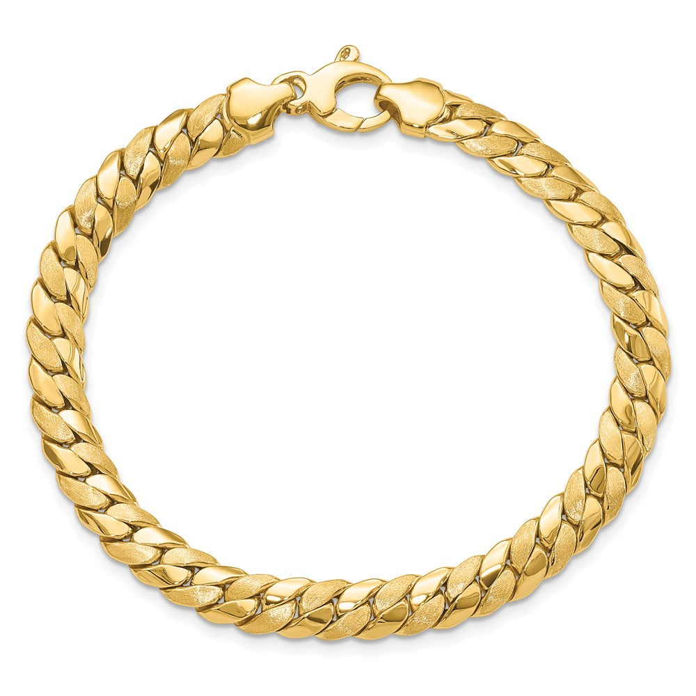 14k Satin and Polished 6.5mm Fancy Curb Link 7.75 inch Bracelet