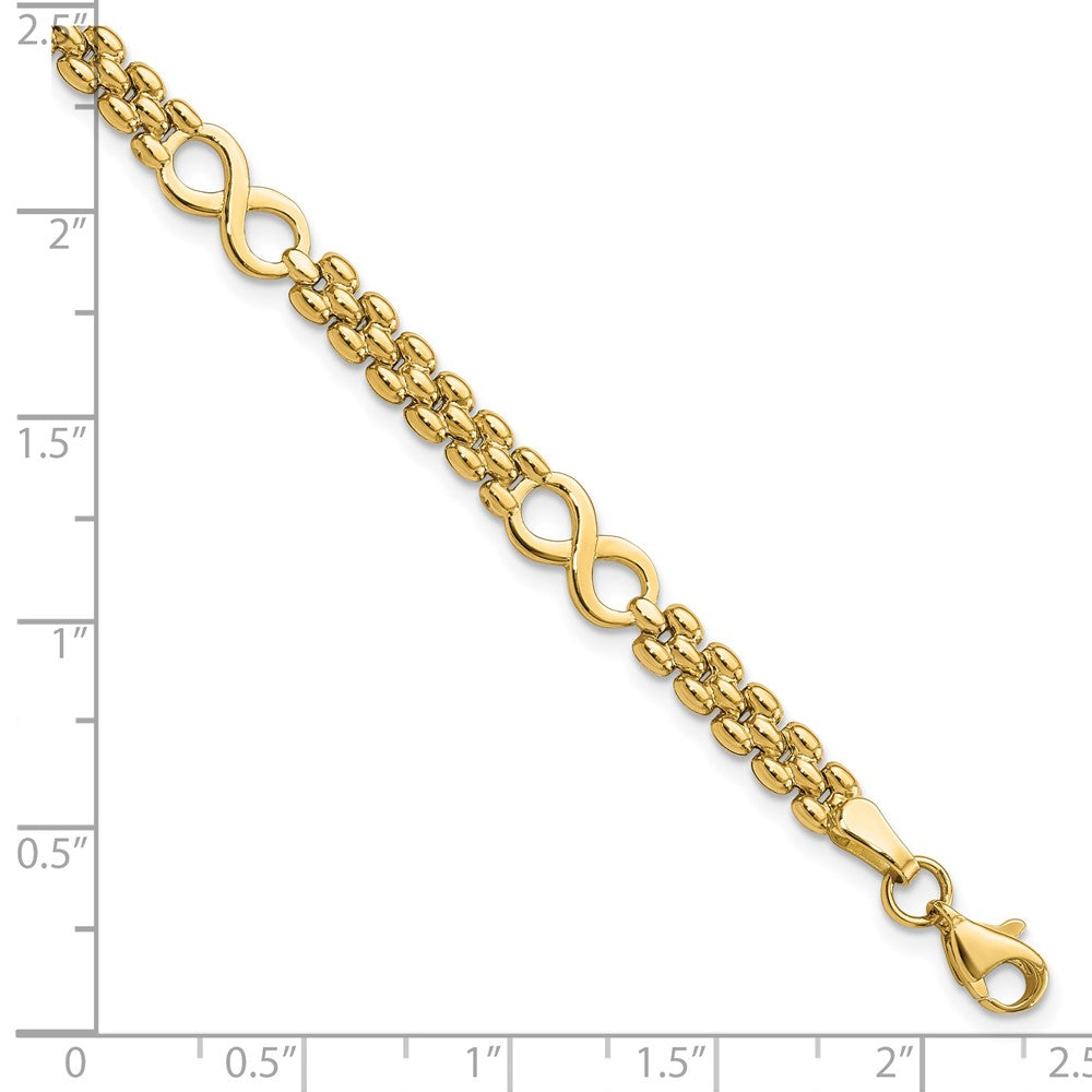 14K Polished Infinity Symbol and Fancy Link 5-Station 7.5 inch Bracelet