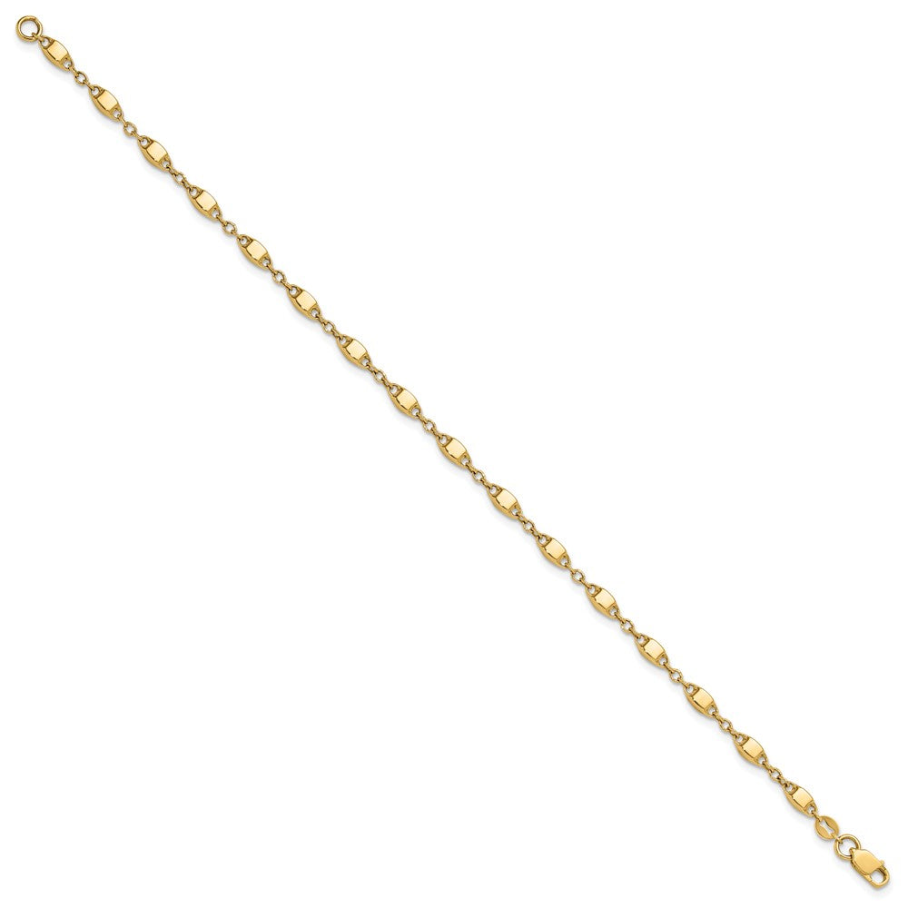 14K Polished Fancy Square Link 7.5 inch Bracelet