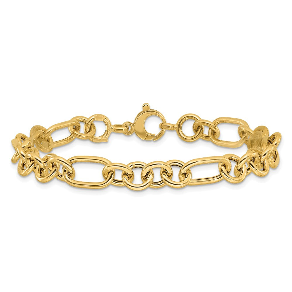 14K Polished 7.9mm Fancy Link 7.75 inch Bracelet