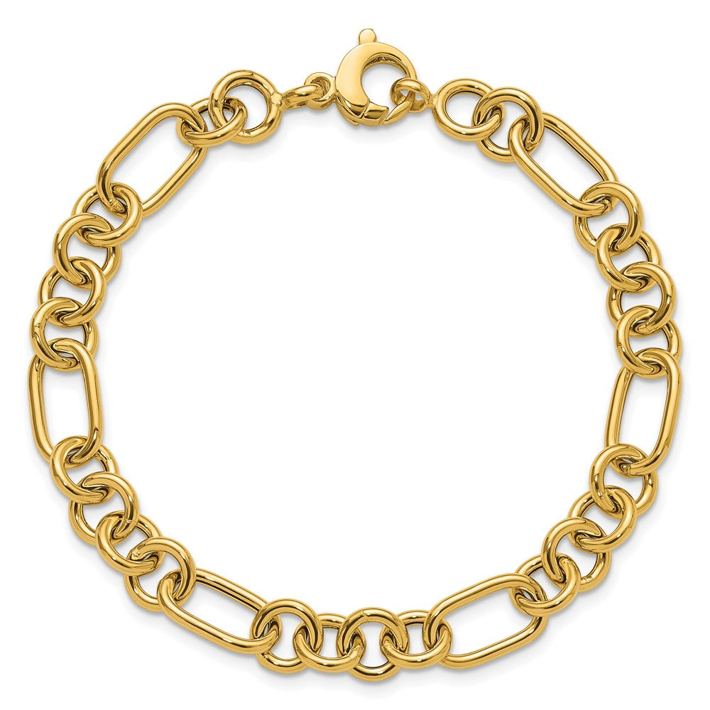 14K Polished 7.9mm Fancy Link 7.75 inch Bracelet