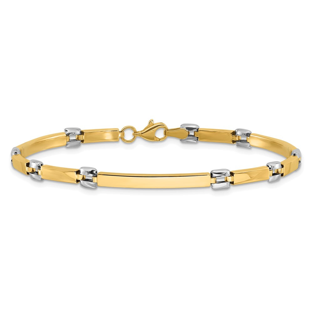 14K Two-tone Polished 4.5mm Fancy Link and Bar 7.5 inch Bracelet