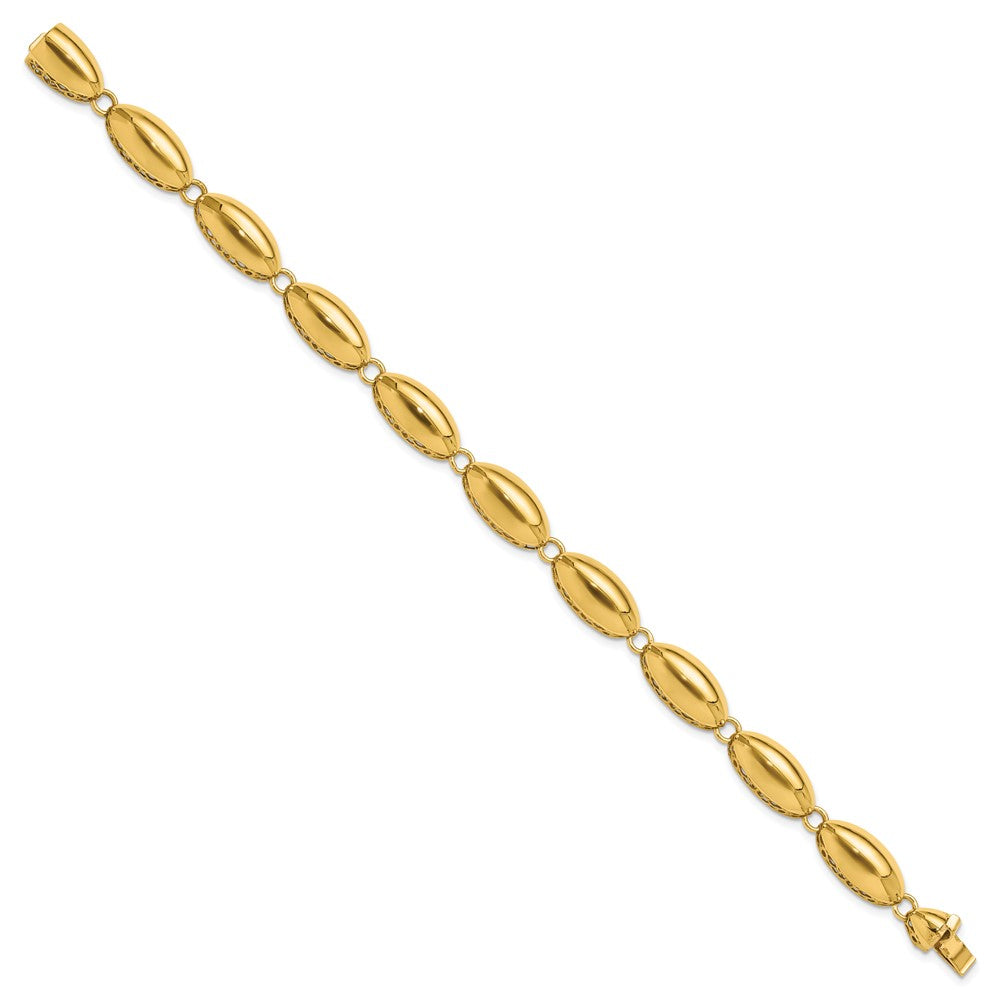 14k Polished 8.2mm Fancy Oval Link 7.5 inch Bracelet
