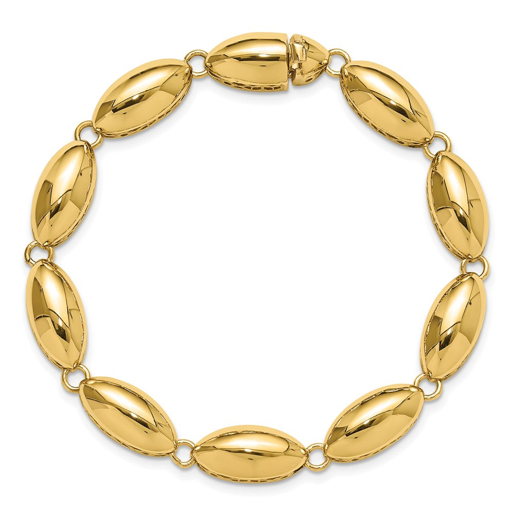 14k Polished 8.2mm Fancy Oval Link 7.5 inch Bracelet