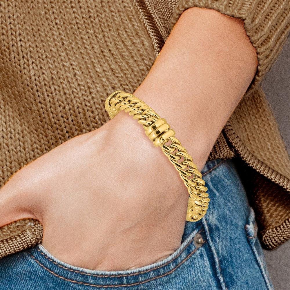 14K Polished 10mm Fancy Curb Link 7.5 inch Bracelet