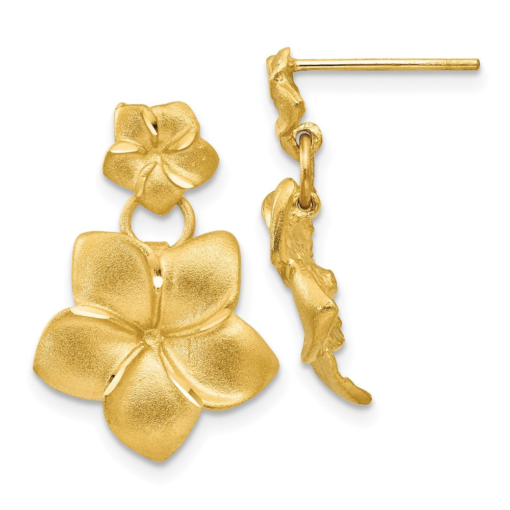 Solid;Casted;Diamond-cut;Satin;14k Yellow gold;Post