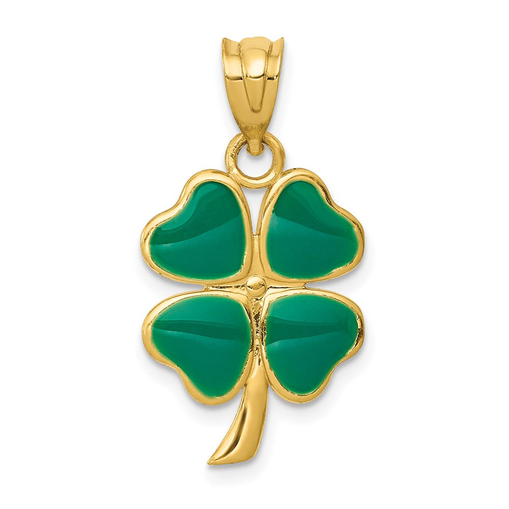 Solid;Casted;Polished;14k Yellow gold;Enamel;Textured back