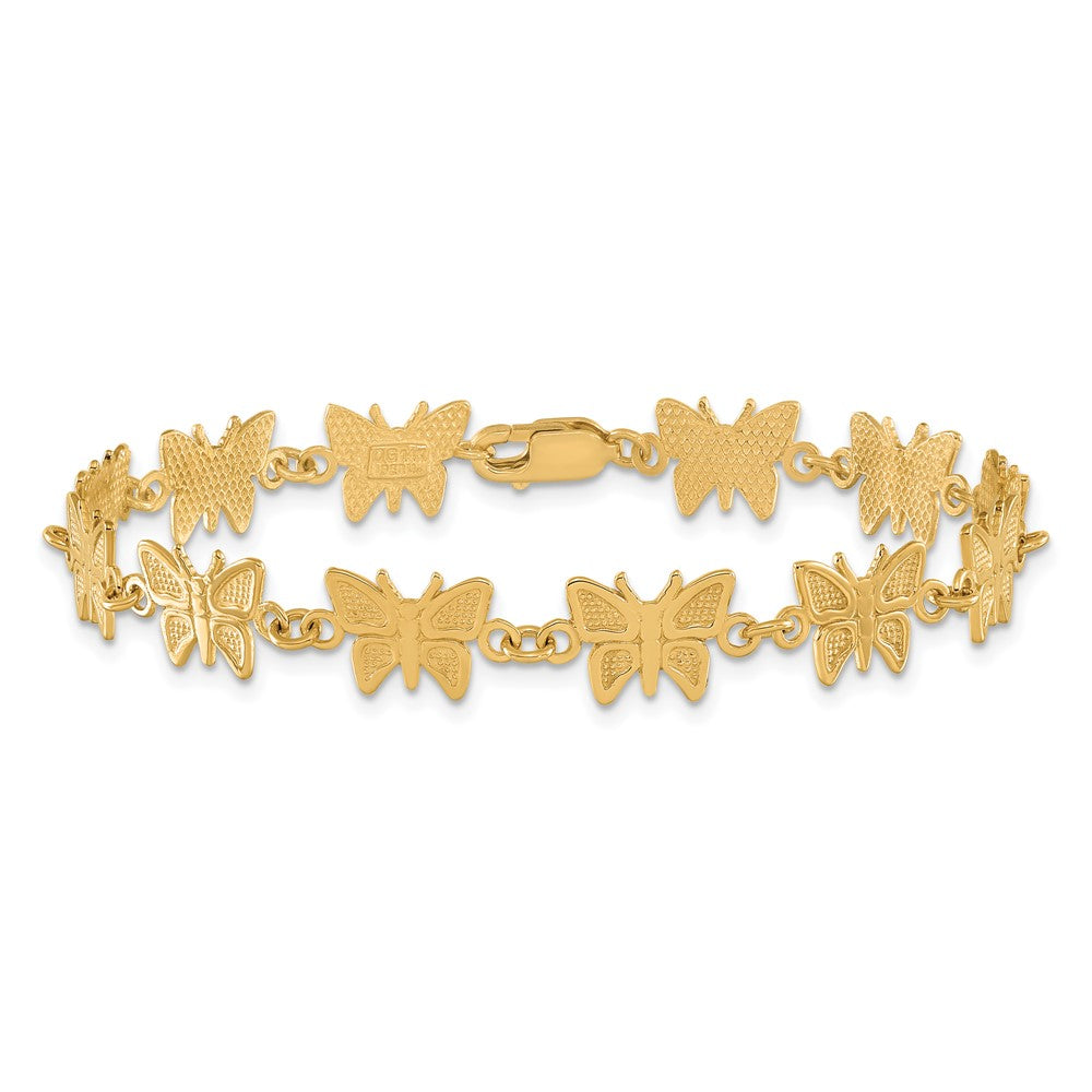 14k Satin and Polished Butterfly 7 inch Bracelet